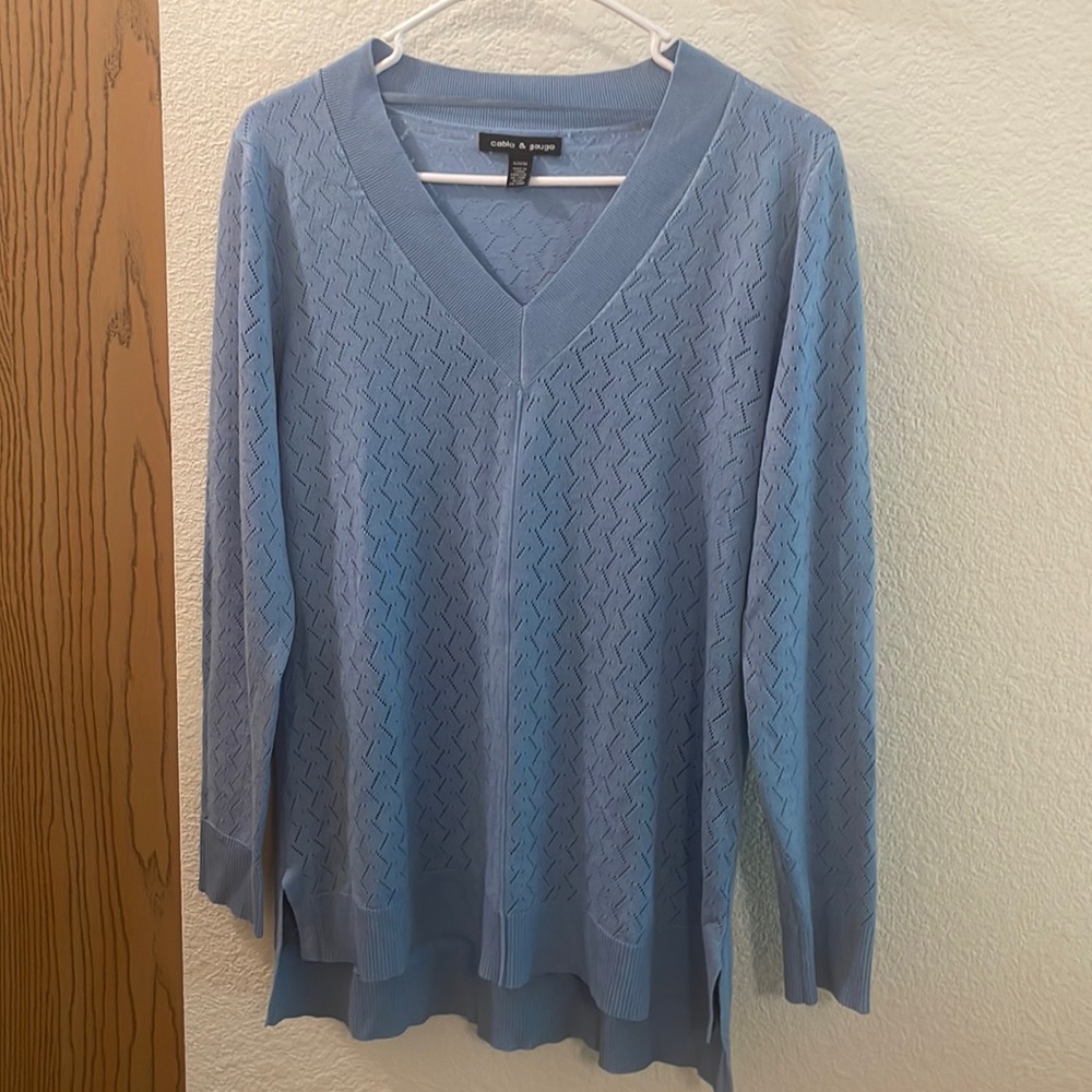 cable & gauge Blue Knit Sweater Size Medium